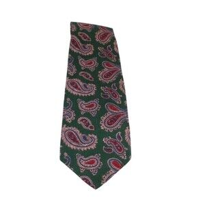 Pride Of England -Men's Vintage Green Blue &Red Paisley Neck Tie 60 in X 4"